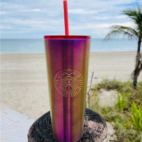 Starbucks Pink Oil Slick Cup Stainless Steel Insulated Tumbler Venti New 2022 - Picture 3 of 9
